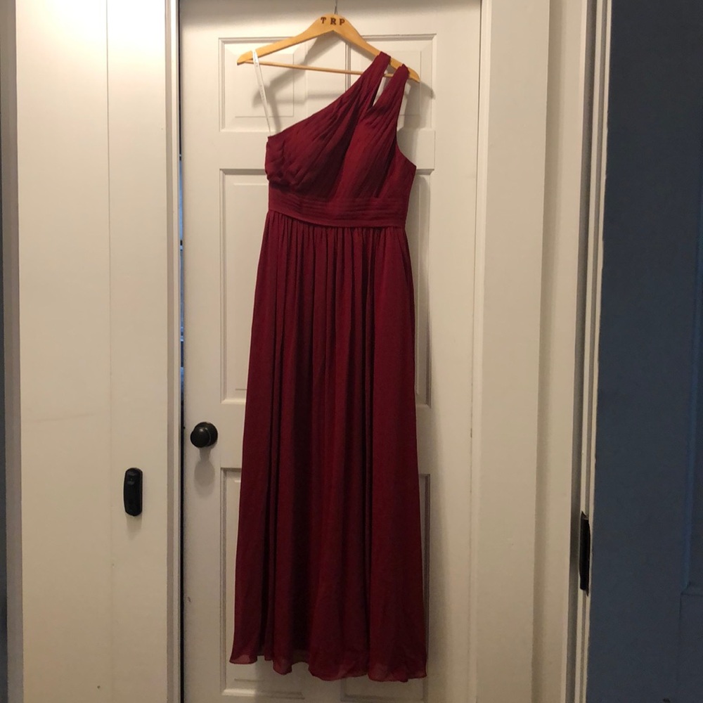 Azazie Burgundy One-Shoulder Bridesmaid Dress